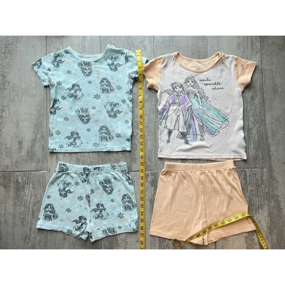 Disney Frozen Girls Pajamas 4 Piece Elsa Anna Cotton Pjs Pajamas Sleep Set 8